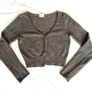 Wilfred Laine Cashmere Blended Brown V-Neck Cropped Knit Cardigan Sz S